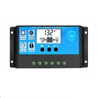 Picture of Digital Solar Charge Controller 10A 12V Battery for 20-200W Solar Panel - Blue