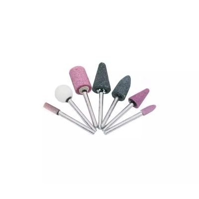 Picture of 3mm Dia Shank Aluminum Oxide Abrasive Mounted Grinding Stone Bit Set (7 Piece) - Black