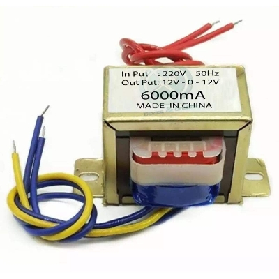 Picture of 12V-0-12V 3A Power Transformer (Input: 220V/50Hz - Output: 12V-0-12V 3000mA) - Gold