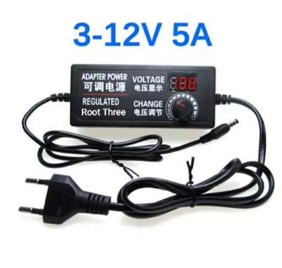 Picture of Adjustable AC to DC 3V-12V Universal Adapter With Display Screen Voltage Regulated switching power supply Adatper 3v to 12v 3 volt to 12 volt - Black