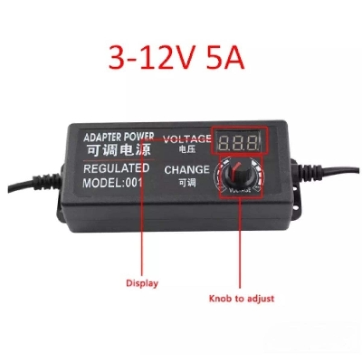 Picture of 775 Motor Universal Adjustable Electricity Charger AC to DC Adapter 3V-12V 5A - Black
