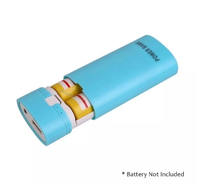 Picture of Portable USB Power Bank Case, 18650 Li-Ion Battery 2-Section Charger Box, DIY Powerbank Shell (Blue) - Blue