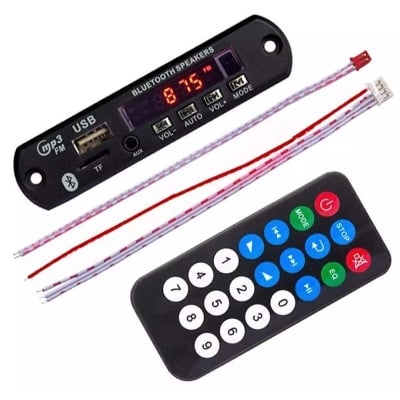 Picture of Car Amplifier Bluetooth MP3 Decoding Board Module FM Radio USB TF AUX Remote Control - Black