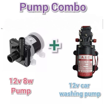 Picture of Mini Submersible 12 Volt 8 Watt DC Pump + DC 12V to 24V 100W High Pressure Water Pump For Bike or Car Wash & Garden irrigation - Black