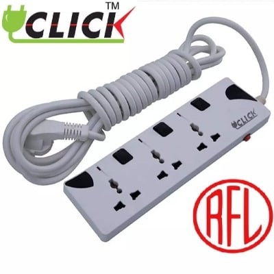 Picture of Click Safe Multi Plug 3 Pin multiplug Socket 4 Port, 5 Meter Cable, 2 pin Plug 4SKT 2P 5Y power extension cord