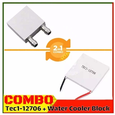 Picture of Tec1-12706 + Water Cooler Block combo Semiconductor Freezer Cooler Peltier refrigerator replace Tec1-12715 Tec 12710 - Silver