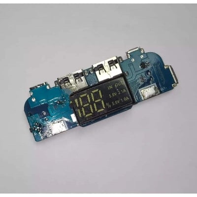 Picture of Power Bank Circuit Dual USB DC 5V 2.1A Micro USB & Type-C USB With Display Lithium Battery 18650 Mobile Smart Phone Charging Module - Blue