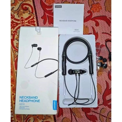 Picture of Lenovo HE05 Neckband In-ear Earphone Wireless bluetooth 5.0 Headphone IPX5 Waterproof With Mic Noise Cancelling  Black - Black
