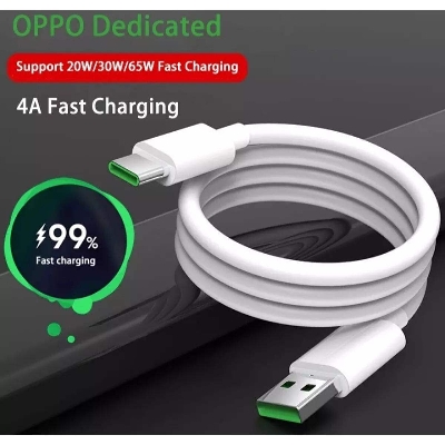 Picture of 5V VOOC Super Charge Wire Type-Cable Flash Fast Charging Cable For OPPO A94 A93 A55 A53 Reno 4 Lite 5G A52 A72 OPPO Realme 6 7 Pro- White - White