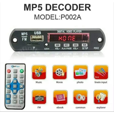 Picture of MP5 Player Audio HD Video Player Module With IR Remote Control Support MP4 MP3 FM USB TF Card Remote Control 5V Video Card Equivalent MP3 FM Module