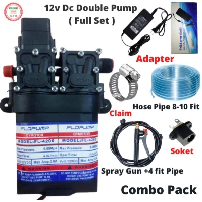Picture of Dubble Pump Bike & Car Washing Water Pump Motor full set With 10 feet pipe AC & DC double pump double pump for Bike & Car Wash - Black
