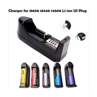 Picture of Mini Single Universal Battery Charger For 3.7V 18650 16340 14500 Li-ion AA AAA Rechargeable Batteries - Black