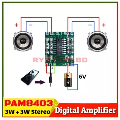 Picture of PAM8403 Digital Audio Amplifier 3W + 3W Stereo Class D 5V Amplifier Board