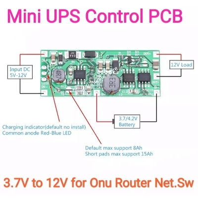 Picture of DC 3.7V to 12V Boost Converter Mini UPS Circuit 5V Charging Module for 18650 Lithium Battery UPS Voltage Converter Protection for Onu Router - Green