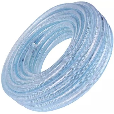 Picture of Water Hose Pipe Clear Flexible PVC for Car Bike Wash, Garden, Irrigation, LPG Gas, Oil Transfer Pipe-50Feet - White