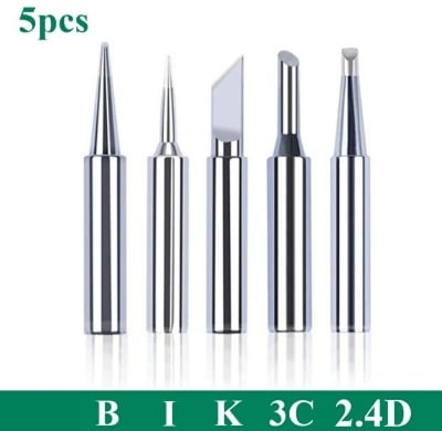 Picture of 5 Pieces Soldering Iron tip Head- pure copper Iron bit soldering Tip - Silver