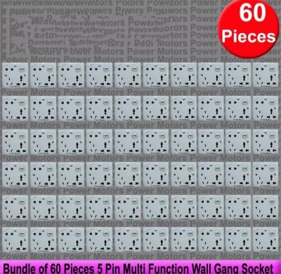 Picture of Bundle of 60 Pieces 5 Pin Multi Function Universal Wall Gang Socket - Gang Universal Socket - White