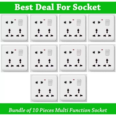 Picture of Bundle of 10 Pieces Multi Function Universal Wall Socket - 8 Pin Socket - White