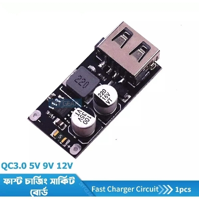 Picture of QC3.0 QC2.0 USB DC-DC Buck Converter Charging Step Down Module 6-32V 9V 12V 24V to Fast Quick Charger 3V 5V 12V Circuit Board - Black