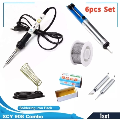 Picture of 60W Soldering Iron XCY 908 Adjustable Soldering iron Combo- 6pcs Set - Black