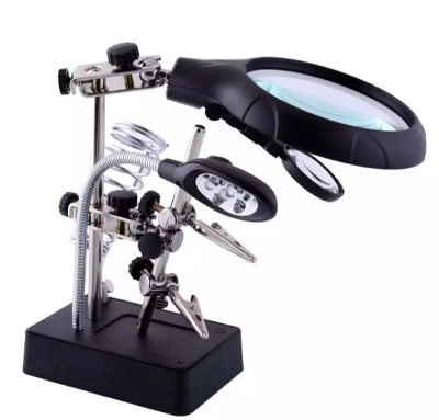Picture of Third Hand, Welding Magnifying Glass 5 led Auxiliary Clip Magnifier 3 In 1 Hand Soldering Solder Iron Stand Holder Station By Jamuna Fashion House - Black