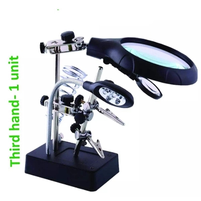 Picture of Third Hand, Welding Magnifying Glass 5 Led Auxiliary Clip Magnifier 3 In 1 Hand Soldering Solder Iron Stand Holder Station By Jamuna Fashion House - Soldering Iron - Black