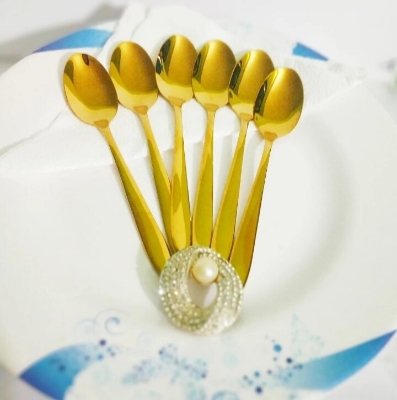 Picture of Spoon golden color 6 peices set, Stainless steel - Gold