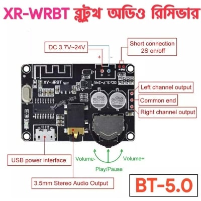 Picture of Xy-Wrbt Bluetooth 5.0 Audio Receiver Module Board Dc 3.7-24V 5V 12V Stereo Audio Amplifiers Adapters With Controllable Volume Music Module Low Price Car Audio Module - Power Bank Circuit - Black
