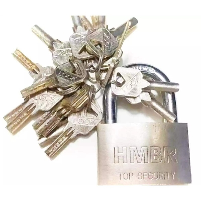 Picture of 63 mm HMBR Pad lock With 21 Keys For Main Door - Silver