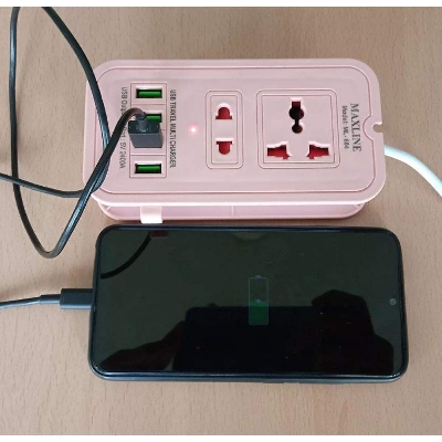 Picture of Maxline 4 Usb Travel Multi Fast Charger With Multi Plug 16 Metter Cable - Multi Plug - Multicolor