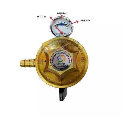 Picture of LPG (22 mm)GAS REGULATOR with METER Display. - Gold