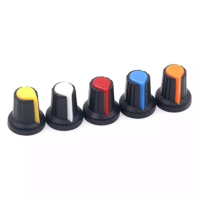Picture of Shaft Hole Plastic Potentiometer Amplifier Knob 6mm Sound Cap Volume Control-5Pcs - Black