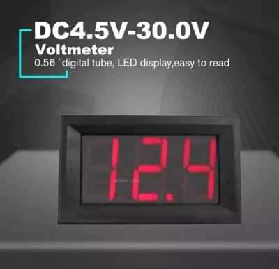 Picture of DC 5V 12V 24V 30V 0.56" LCD Digital Voltage Meter Voltmeter Battery Capacity Tester Detector for Electronic Mobile Power Bank - Black