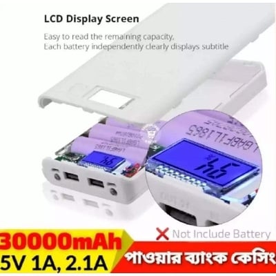 Picture of Brand New Power Bank Case 30000 mAh Rechargeable Batteries | 8 Li-battery battery Power Bank Case White - White