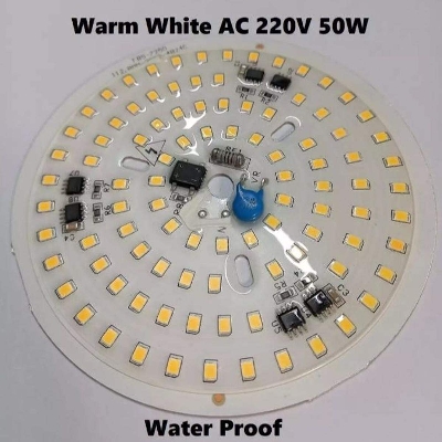 Picture of Ultra Bright Warm White Input Ac 220V 50W Integrated Ic Driver Smd Led Water Proof 50Watt Round Led Board 112Mm - Dim Light - White