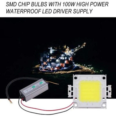 Picture of 100W LED SMD Chip Bulbs With 100W High Power Waterproof LED Driver Supply-silver - Silver