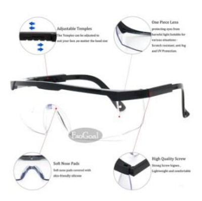 Picture of Transparent Safety Gog-gles Effectively Anti Infection Eyes Shield Anti Droplets Safety Pro-tective Glasses - Black