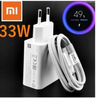Picture of 33W Fast Charger Fast Charger 33W Turbo Charge Eu Qc 4.0 Adapter 3A Usb Type C Cable for Mi 10 9T 9 A3 Redmi Note 8 9 9S 10 Pro Redmi 11 K20 K30 Pro Mix3 Max3F1, Mi 5, Mi 6, Mi 8, Mi Max 3, Mi Mix 2S poco x3 redme 10pro.redmi 11 - White