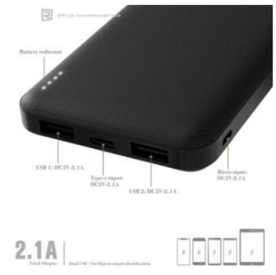Picture of REMAX RPP-96 2 USB 10,000MAH LANGO SERIES POWER BANK 2.1A 5V - Black