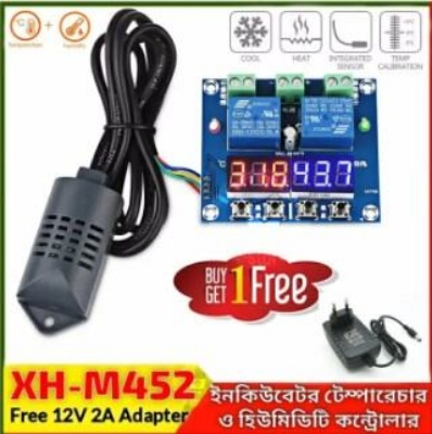Picture of XH-M452 High Precision DC 12V 10A Digital LED Dual Output Temperature and Humidity Controller Module 20-60 Celsius -0% -100% RH - Black