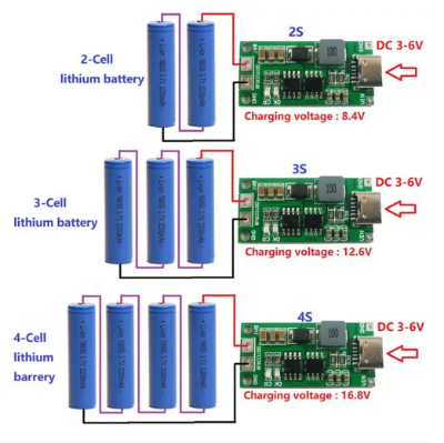 Picture of Multi-Cell 2S 3S 4S Type-C To 8.4V 12.6V 16.8V LiPo Polymer Li-Ion Charger