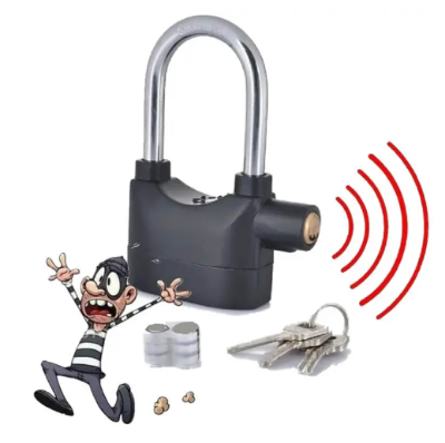 Picture of High Quality Waterproof Siren Alarm Padlock, Alarm Lock for Motorcycle Bike Bicycle Perfect Security with Alarm Pad locks - Black