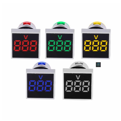 Picture of 1PCS SQURE PANEL ANY COLOR-AC 60-500V Mini Voltage Meter LED DIGITAL - Black