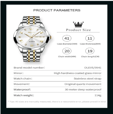 Picture of Olevs 9931 luxury fashion stainless steel imported quartz movement waterproof wrist-watche for men - Multicolor