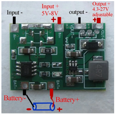 Picture of Lithium Battery Charger and Boost Converter Mini UPS Circuit for Onu Router - Green
