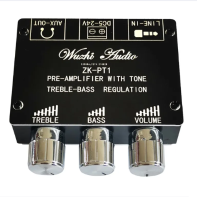 Picture of Bluetooth 5.0 Decoder Board Dual Channel Stereo Low Noise High and Low Tone Pre- Amplifier Board ZK-PT1 - Black