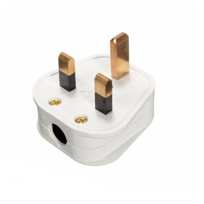 Picture of Fused 13A 3 Pin Flat Plug Premium Quality White Connector Cord Adapter Electrical Power Socket