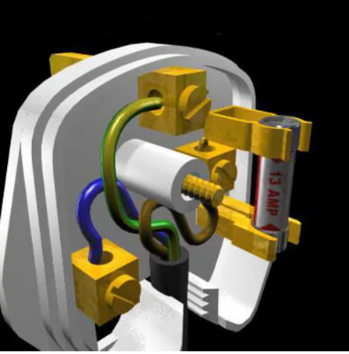 Picture of Fused 13A 3 Pin Flat Plug Premium Quality White Connector Cord Adapter Electrical Power Socket