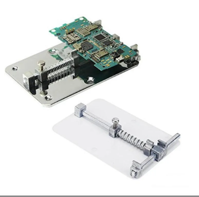 Picture of Universal PCB Holder Stand Stainless Steel 120x80x20mm Adjustable PCB Holder Circuit Board Fixture Soldering De-Soldering Jig Fixture Small Logic Boards Tool Sets - Silver