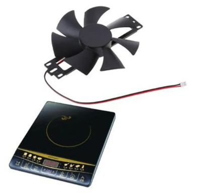 Picture of Black Induction Burner Fan DC 12V Brushless Motor Black Color With Short Cable & 2 Pin Connector For Induction Burner Mini Fans